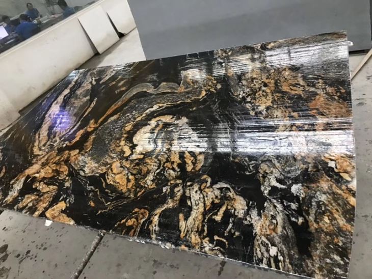 Black Amber Granite Slab