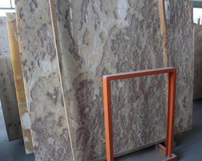 Lajes de ônix translúcidas de nuvens amarelas