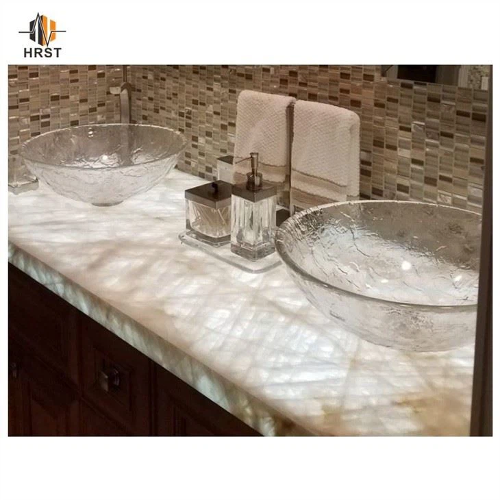 Translucent White Cristallo Quartzite bathroom vanity top Translucent White Cristallo Quartzite bathroom vanity top