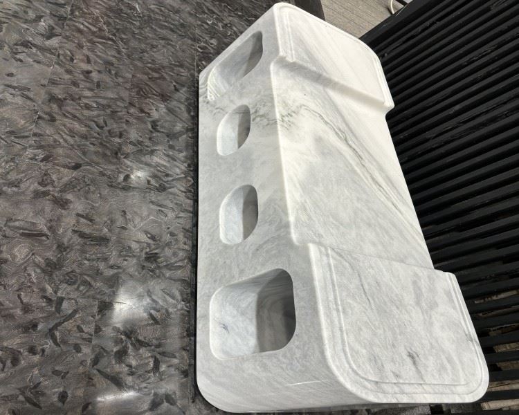 Panda White Quartzite outdoor bench 